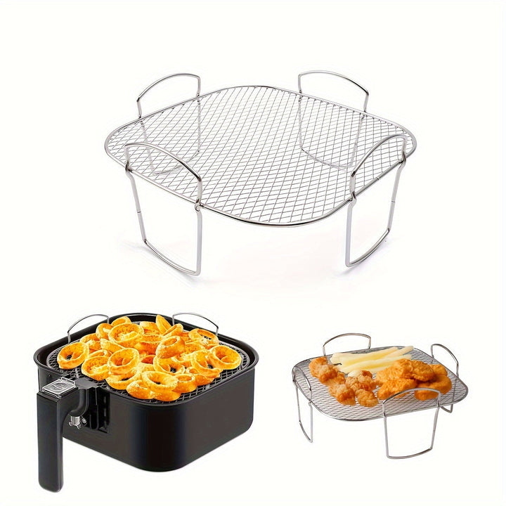 1pc Accesorios para freidora de aire, rejilla de drenaje de aceite para freír, rejilla de barbacoa de acero inoxidable 430, rejilla cuadrada para parrilla, rejilla para horno, rejilla vertical para filtro de aceite, Eid Al-Adha Mubarak