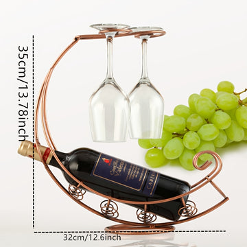 1 pieza, soporte de vino, soporte de copas de vino, soporte de vino rojo, soporte de copas de vino rojo de arte de hierro, adorno moderno de soporte de vino para el hogar