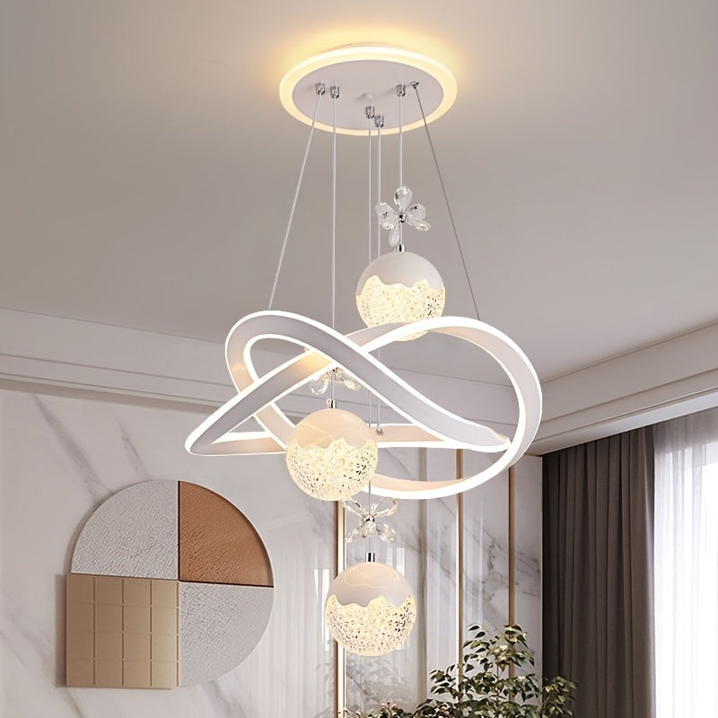 Luminaria de techo LED moderna - Luz de techo LED ajustable de 3 colores con detalles de cristal, marco de metal, hardware fácil de usar para la instalación, adecuado para el comedor, apartamento o bar.