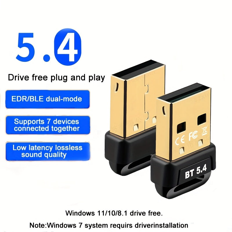 Adaptador de red inalámbrico ultra mini USB 5.4! Conecte y juegue para Win8.1-11, compatible con el sistema Win7! Soporta hasta 7 dispositivos simultáneamente, amplia compatibilidad para auriculares/altavoces/ratón/teclado/impresora, etc., rango estable