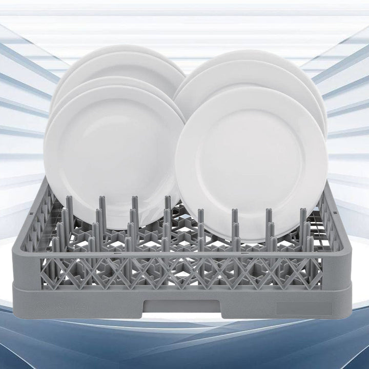 Rejilla para Lavavajillas de Platos, Cesta de Polipropileno con 25 Soportes para Platos y Bandejas Pequeñas hasta 46cm, Azul Grisáceo, Largo 50cm, Ancho 50cm, Altura 10cm