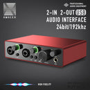 Interfaz de Audio AMACEX X2 para Grabación en PC, Podcasting y Streaming - Plug & Play, Silenciosa, Alimentada por USB con Conector de Monitor de 6.5mm, Controles de Volumen, Ideal para Músicos y Creadores de Contenido, Roja