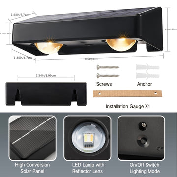 2/4/8pcs Luces Solares para Valla, RGB+Cálido Blanco+Frio Blanco Luces Solares para Valla con 11 Modos de Color, Luces Solares para Pared Exterior, Luces Solares para Terraza, Encendido/Apagado Automático de Anochecer a Amanecer Luces Solares para Jardín