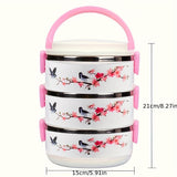 Recipiente de acero inoxidable de tres capas con tapa para mantener la frescura, redondo y apto para uso en la oficina, escuela, campamentos y cocina - 2100 ml / 70 onzas