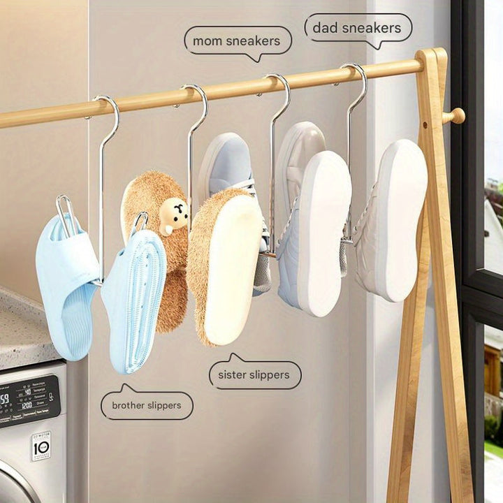 Conjunto de 3 Piezas de Estante para Secar Zapatos en Forma de U de Acero Inoxidable - A Prueba de Viento, Secado Rápido, Ahorro de Espacio con Ganchos Montados en la Pared para Uso Exterior e Interior, Ventilación Vertical para Secado, Estante de Secado