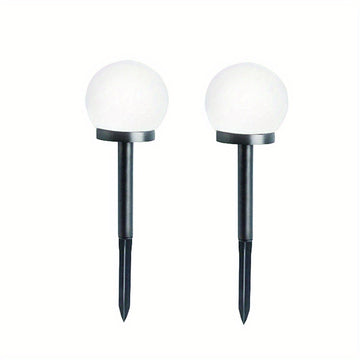 2 piezas de luces solares de bola, lámpara de suelo para exteriores, luces de bombilla redonda blanca, luces de tierra, luces de césped, luces de jardín al aire libre para paisajes