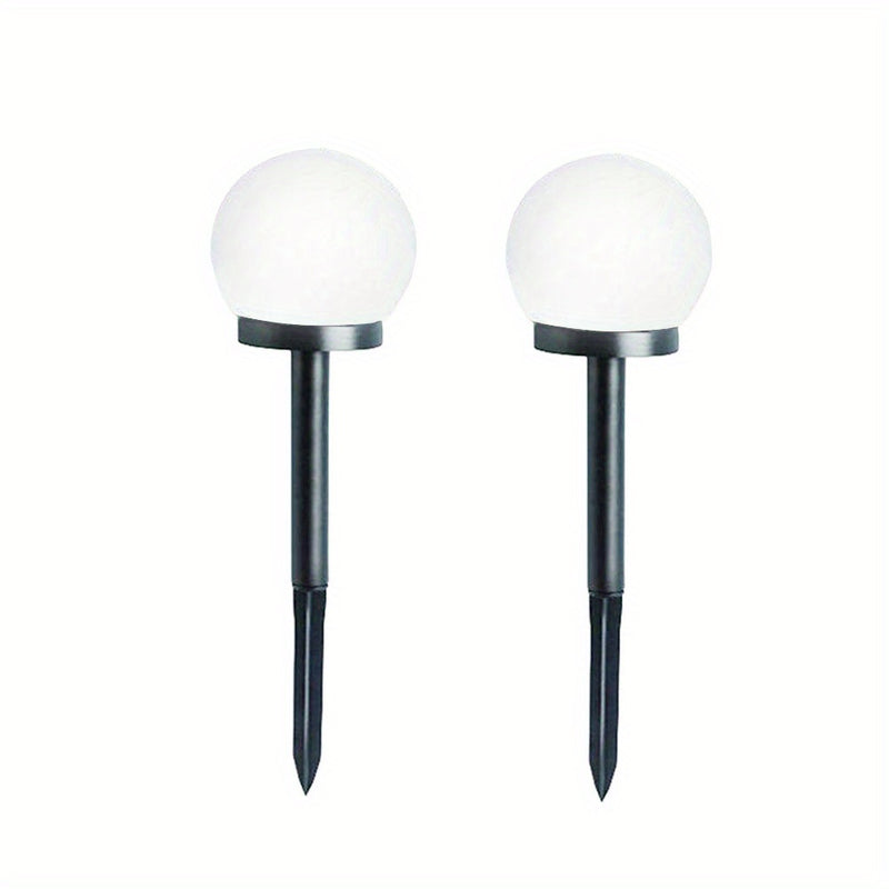 2 piezas de luces solares de bola, lámpara de suelo para exteriores, luces de bombilla redonda blanca, luces de tierra, luces de césped, luces de jardín al aire libre para paisajes