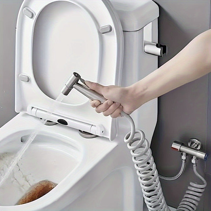Set de ducha de mano de acero inoxidable de lujo de 3 piezas con rociador de bidé y accesorio de bañera - Montado en la pared, control de desviador, diseño moderno para una mayor comodidad en la limpieza del baño.