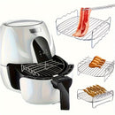 Rejilla Versátil de Acero Inoxidable para Freidora de Aire con Brochetas - Apilable, Parrilla Multiusos para Horno y Tostadora, Ideal para Asar, Cocinar al Vapor y Pan - Accesorio de Doble Capa