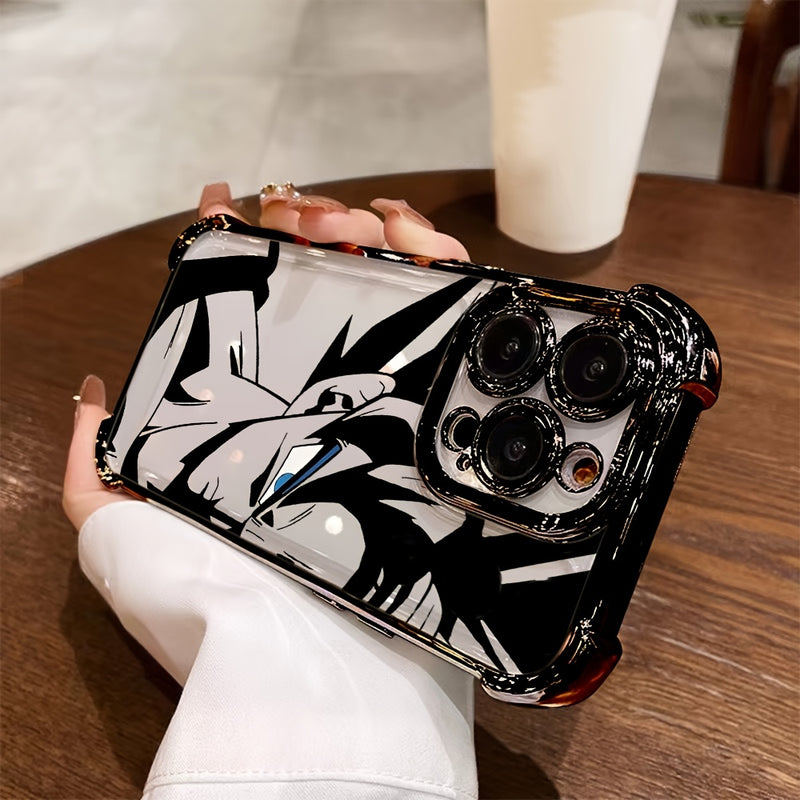 Funda para iPhone 16, 15, 14, 13, 12, 11 Pro Max, X, XR, XS Max, 8, 7 Plus con diseño de Super Saiyajin de anime, trasera transparente suave para protección contra caídas