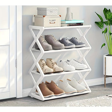 1 estante para zapatos de múltiples niveles que ahorra espacio, fácil de montar sin herramientas. Diseño portátil y resistente, ideal para armarios, garajes, autocaravanas y dormitorios - almacenamiento de calzado sin necesidad de ensamblaje