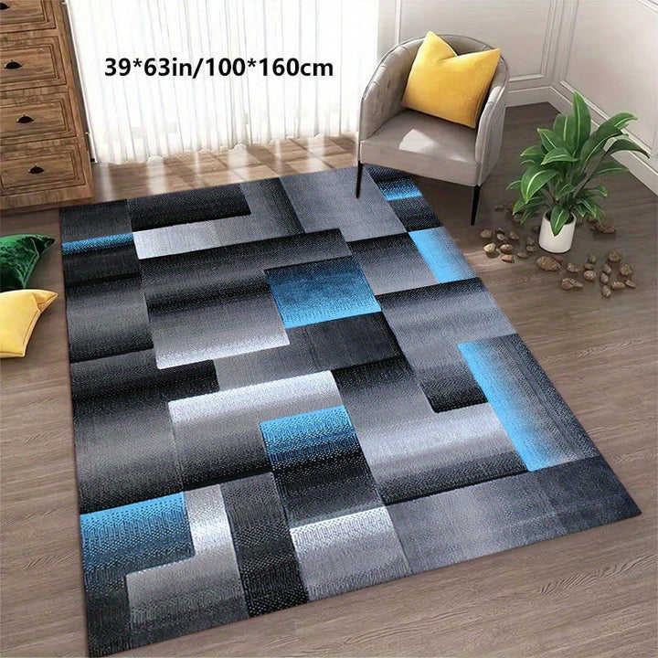 1pc Alfombra de decoración de Navidad, geométrico abstracto, estilo nórdico, antideslizante, lavable en máquina, fibra de poliéster 100%, para salón, sofá, mesa de café, mesita de noche, mesa de comedor, cocina, sala de juegos, interior, exterior, jardín