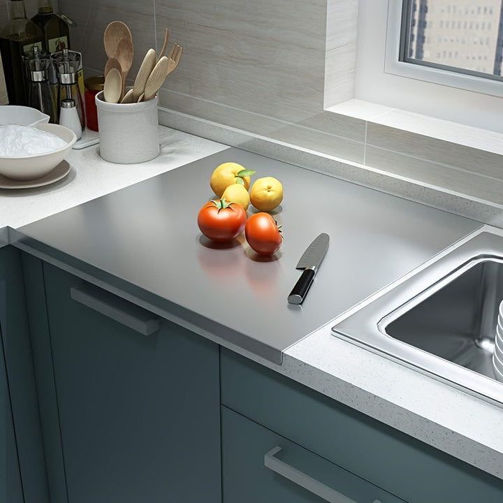 Tablero de corte de acero inoxidable 301 duradero con asa - Adecuado para lavavajillas, tablero de charcutería reversible para cocina, exteriores, camping | Regalo ideal para decoración del hogar, Día de la Madre, Día del Padre, Acción de Gracias, Navidad