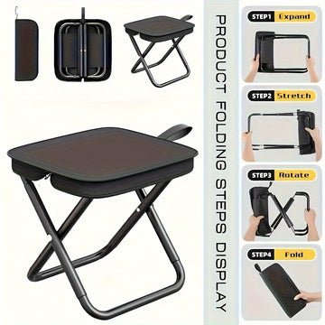 Taburete Plegable de Aleación Ligera con Marco - 1pc Portátil para Acampar y Picnic al Aire Libre con Mochila, Ideal para Adolescentes, Accesorios de Pesca