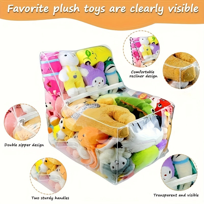 Bolsa de Almacenamiento de Gran Capacidad, Organizador para el Hogar, Funda Transparente de PVC para Juguetes de Peluche, Tamaño Grande, Material Duradero y Fácil de Limpiar, Almacenamiento Bajo la Cama