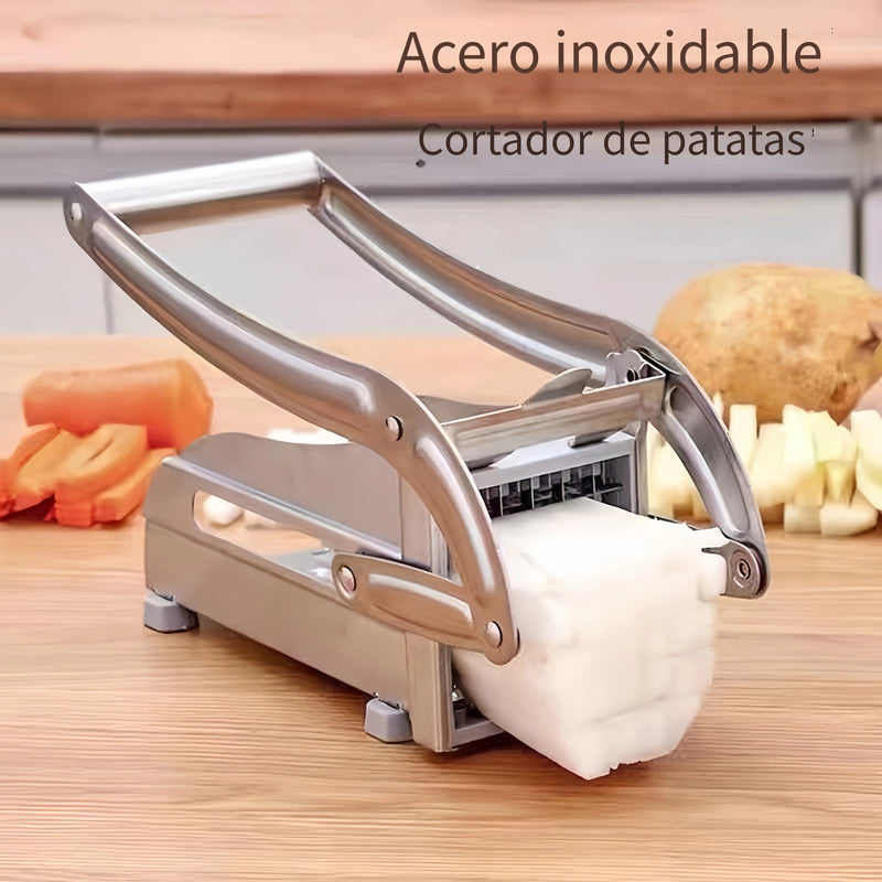 Cortador de frutas y verduras de acero inoxidable, cortador de papas, fabricante de patatas fritas, cortador de papas para papas, zanahorias, pepinos - Herramienta de preparación de alimentos duradera y fácil de limpiar