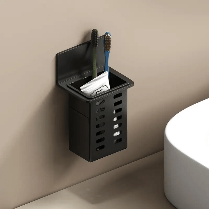 Conjunto de 3 piezas para Montar en la Pared: Drenaje para Pasta Dental y Estante de Almacenamiento para Cepillos de Dientes, Adecuado para Suministros de Baño, Habitación y Sala de Estar con Instalación Multifuncional sin Rastro