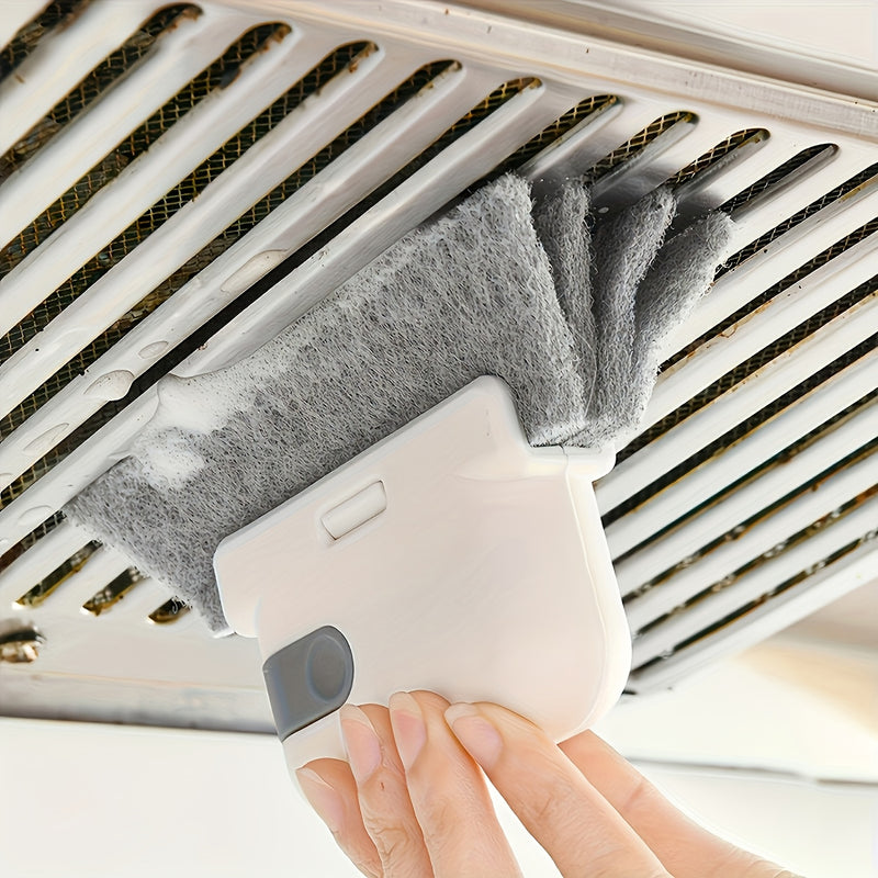 Un cepillo de limpieza portátil versátil adecuado para ventanas y cocinas - Cuenta con surcos y herramientas para grietas fáciles de usar, un elemento esencial reutilizable para limpiar el polvo en casa.