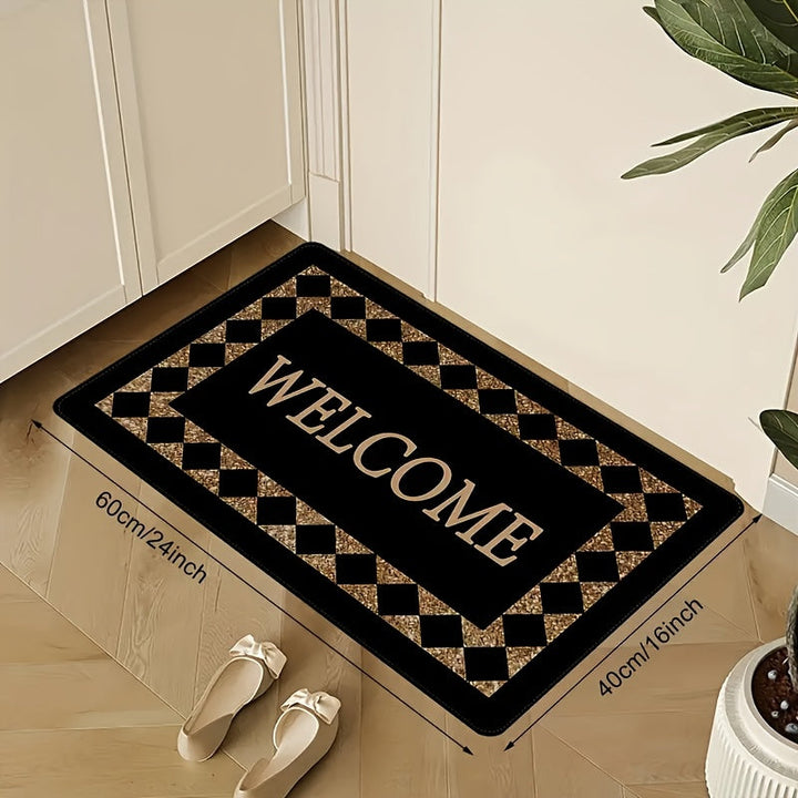 Alfombra de Bienvenida para Puerta 1 pieza, Material de Terciopelo, Base Antideslizante en la Parte Trasera, Adecuada para Puertas de Entrada, Dormitorios, Cocinas y Baños, Tapetes Decorativos Multizona