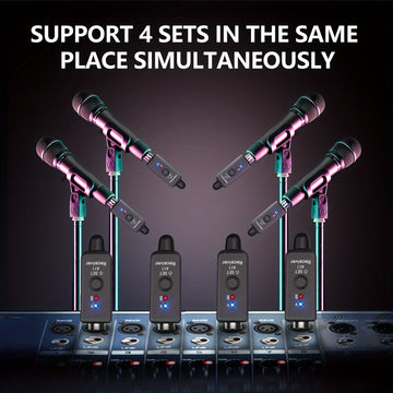 [Micrófono Inalámbrico de Alta Calidad] Sistema de Micrófono Inalámbrico de 2.4Ghz - Transmisión de Sonido de Alta Calidad Compacto Recargable por USB con Adaptador XLR y Puerto de Carga Tipo-C - Ideal para Mezcla de Audio y Micrófonos Dinámicos y de Con