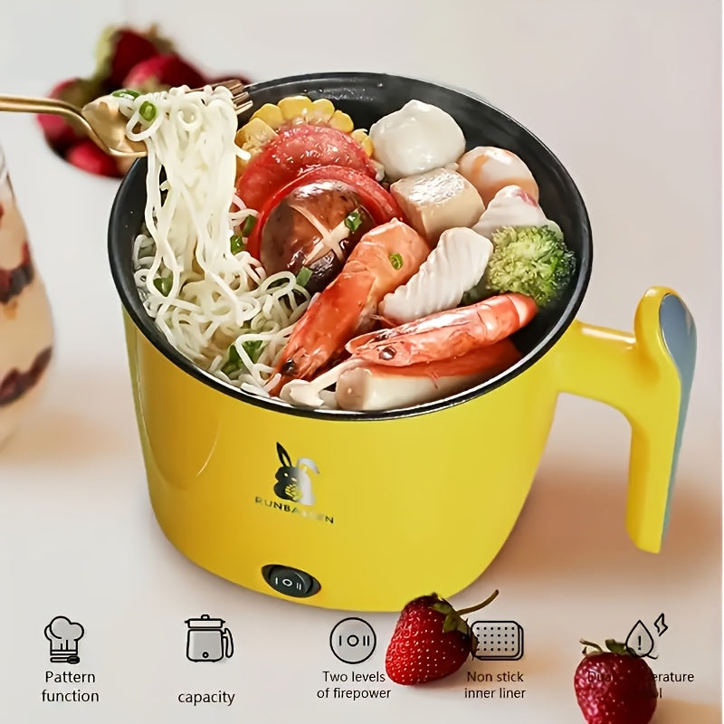 [1pc Olla Eléctrica Multiusos] 1pc Olla Eléctrica, Doble Configuración de Potencia, Cuerpo de Plástico Antiadherente, Fondo de Calentamiento Completo, Control de Temperatura Dual, Fácil Limpieza, Olla Eléctrica de Estofado para Interiores, 110V-130V, Enc