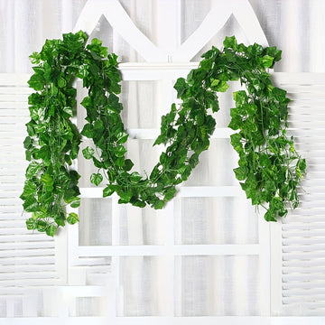 12 piezas de 210 cm/82,68 pulgadas, elegante enramada de hiedra verde colgante para pared - Ramas verdes artificiales para el hogar, jardín y decoración de bodas - Arte de pared versátil para interiores/exterior, decoración de pared de jardín | Enramada