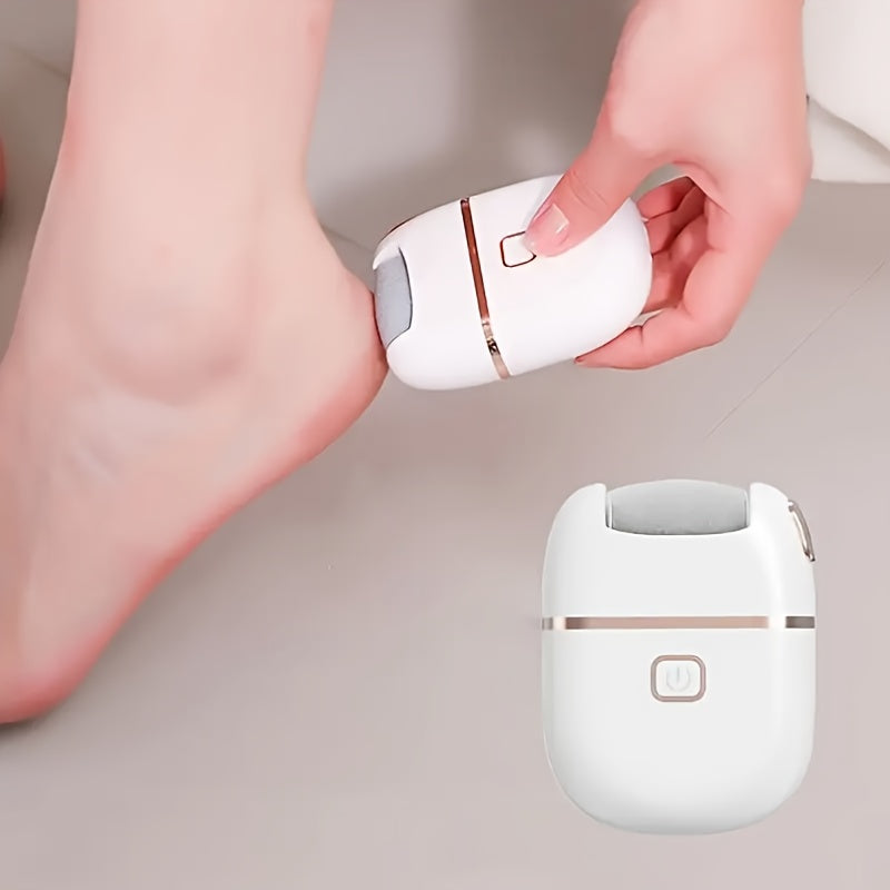Amoladora eléctrica recargable para pies - cabezal de pulido grueso para cuero, USB recargable, portátil y fácil de usar, cuidado para piel agrietada y seca en color beige claro