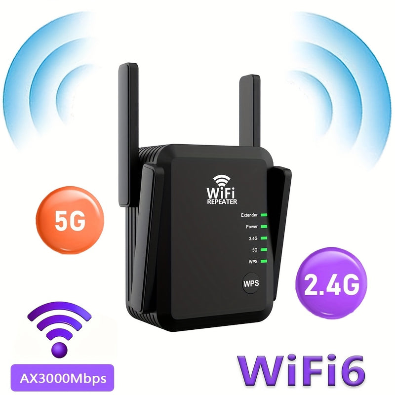 Amplificador de WiFi, Amplificador de Señal Banda Doble 5G 1200Mbps para Hogar, Cubre hasta 7000 Pies Cuadrados y 20 Dispositivos