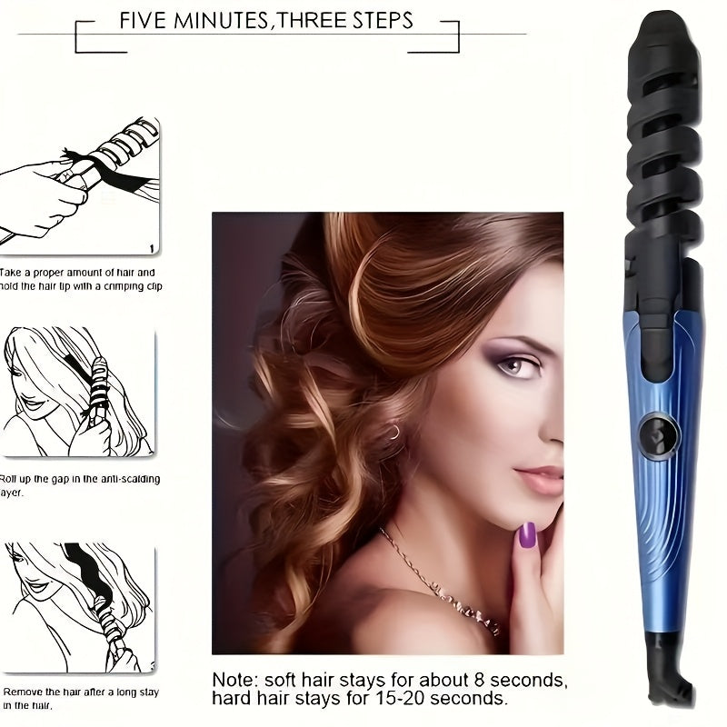 1 rizador de pelo, tenacillas para rizos en espiral, ruleros para ondas, rizos grandes y permanentes, crea rizos, ondas y lazos en tu cabello