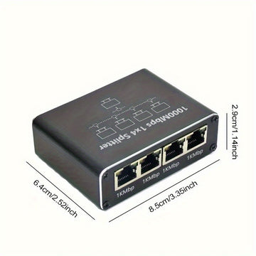 Divisor Gigabit Ethernet 1000Mbps de 1 a 2/3/4 RJ45 para Computadora/Hub/Empalmeador/Ruta/Caja Set-Top/Digital TV