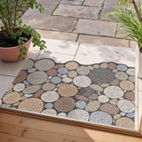 Alfombra de Puerta 1pc, Alfombra de Entrada para Interior y Exterior, Estampado con Patrón de Madera en Piedras, Tapetes Antideslizantes de Bajo Perfil para la Entrada, Decoración del Hogar para Primavera y Otoño