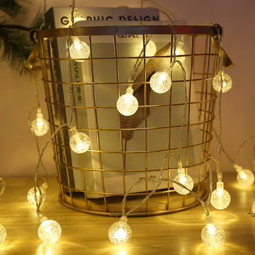 1 bola de luz LED con burbujas, cuerda de luces con esfera de cristal, decoración para habitación, ambiente cálido
