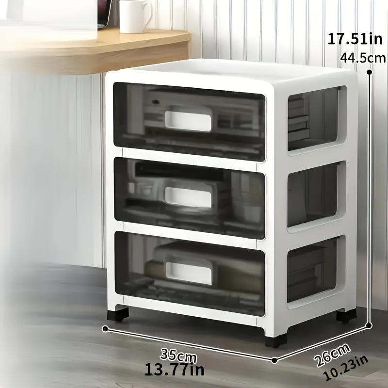 Armario de Almacenamiento de Plástico Resistente y Versátil - Impermeable, Libre de Formaldehído, Organizador Transparente para Suministros de Oficina y Esenciales de Noche, Requiere Montaje Fácil