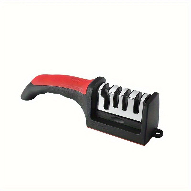 Afilar cuchillos manual de 4 etapas profesional - Herramienta portátil para afilar en la cocina, plástico duradero, no eléctrica, fácil de usar, no requiere baterías, afila cuchillos de manera eficiente, esenciales de la cocina | Afilar sencillo | Afila