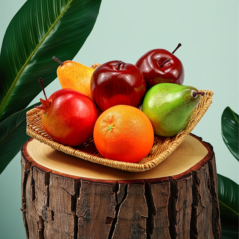Juego de 6 piezas de frutas artificiales de alta simulación (manzana, pera, granada, naranja, limones), decoración para fiestas navideñas, cocina, hogar, modelos de frutas simuladas