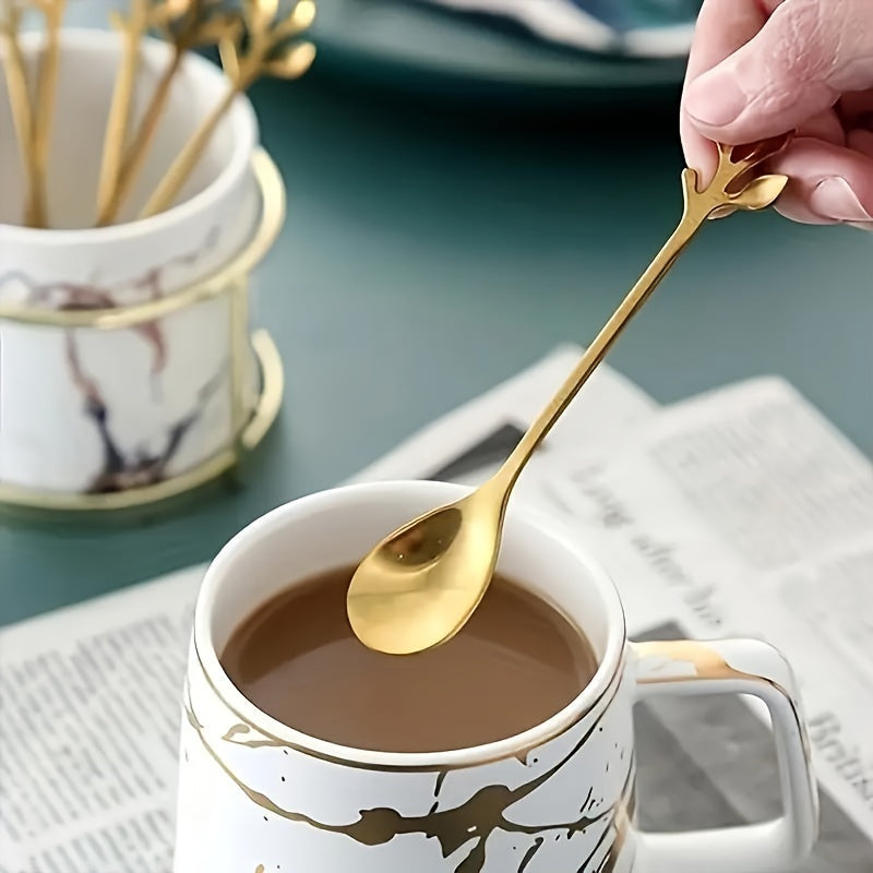 30 piezas, Cucharas de Café de Acero Inoxidable Dorado, Cucharas Creativas, Cucharas para Mezclar Café