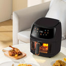 Freidora de aire de gran capacidad de 6 litros con programas de cocción inteligentes y control táctil - 900 W, 110-130 V, diseño negro elegante para papas fritas crujientes, alas de pollo, snacks - Cocina saludable sin aceite, electrodoméstico multifunci