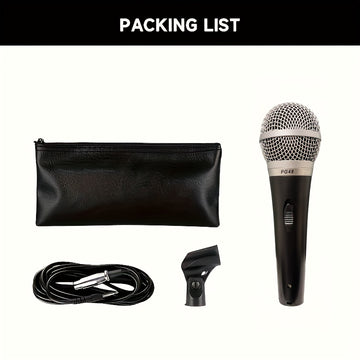Micrófono de mano X-Duonic PG48 con cable - Alta calidad, duradero, con clip, ideal para KTV, canto y karaoke, fácil de usar, no necesita batería, accesorio de karaoke | Micrófono de sonido dinámico | Micrófono duradero