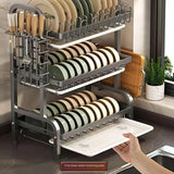 Estantería de Cocina de 3 Niveles con Sistema de Drenaje - Organizador Moderno y Minimalista para Utensilios, Platos y Boles, Ahorra Espacio en Cocinas Pequeñas