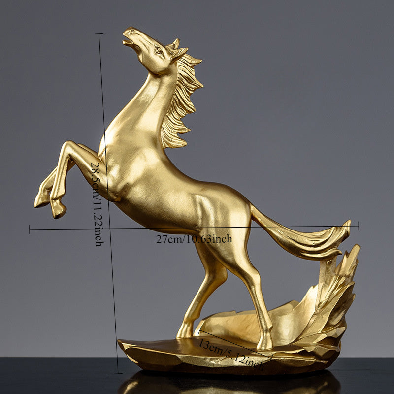 Soporte de vino de caballo dorado elegante - Soporte de exhibición moderno y minimalista de resina para botellas de vino tinto, decoración de mesa lujosa con diseño intrincado, perfecto para el hogar o la oficina, decoración de vino.