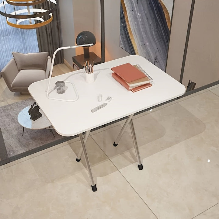 1 pieza de mesa plegable portátil - Madera densa, marco de metal, no necesita energía - Ideal para acampar al aire libre, barbacoas, dormitorios, restaurantes y uso en la oficina - Diseño compacto y duradero, muebles para exteriores | Patrón rayado | Mes