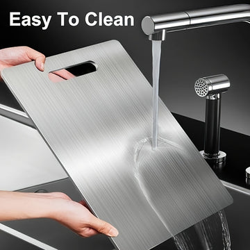 Tabla de Cortar de Acero Inoxidable de Doble Cara de Alta Gama, Fácil de Limpiar y Almacenar, Ideal para Uso en Hogares y Restaurantes
