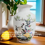 Jingdezhen Old Porcelain Factory, Jarrón de flores de cerezo con gotas de agua claras y transparencia, con glaseado rosa, con aves que llevan bendiciones, adecuado para el armario de entrada.