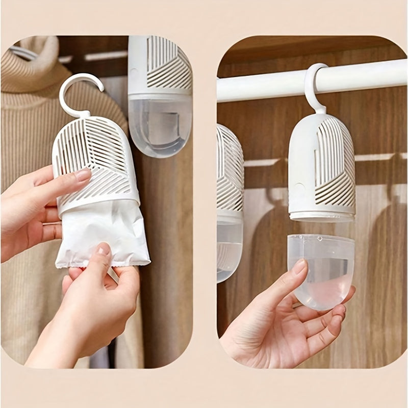 Agente de Secado Colgante para Armario de Habitación, Caja Deshumidificadora para el Hogar, Bolsa de Absorción de Humedad Reciclable para Dormitorios, Artefacto Anti-moho y Anti-humedad, Alternativa al Secador de Ropa | Deshumidificador Cilíndrico | Cons