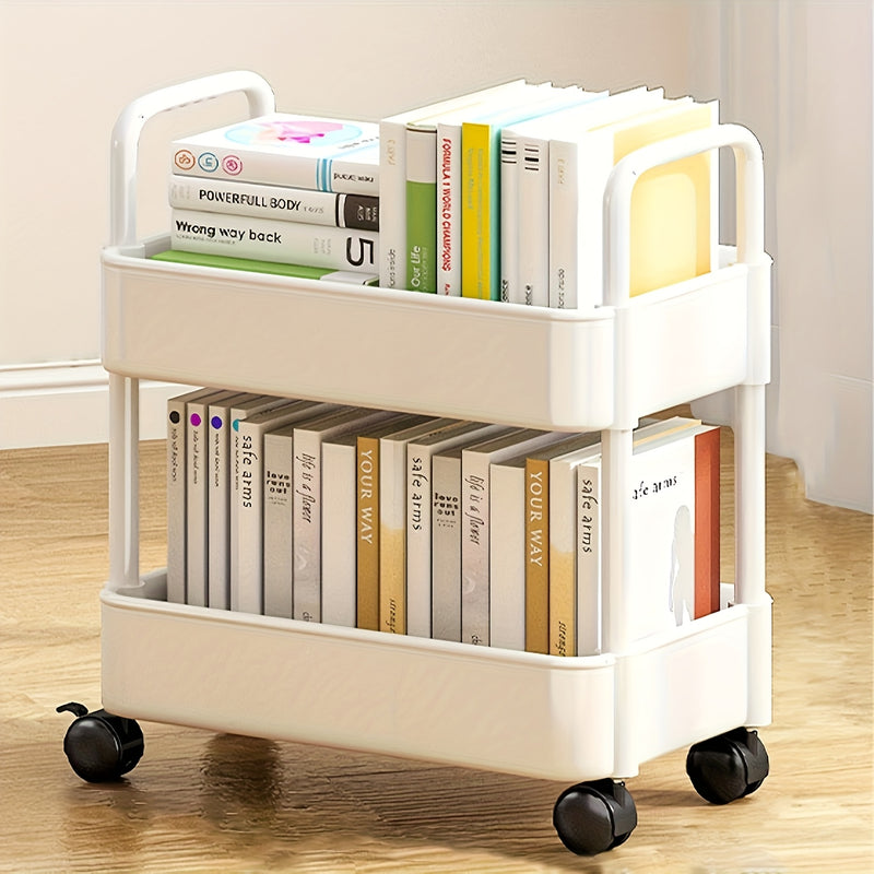Carro móvil multiusos de gran capacidad con 4 ruedas - Organizador de almacenamiento de 2 niveles, estructura plástica resistente, superficie fácil de limpiar - Organizador de cocina, baño, oficina y dormitorio que ahorra espacio - Carro de almacenamient