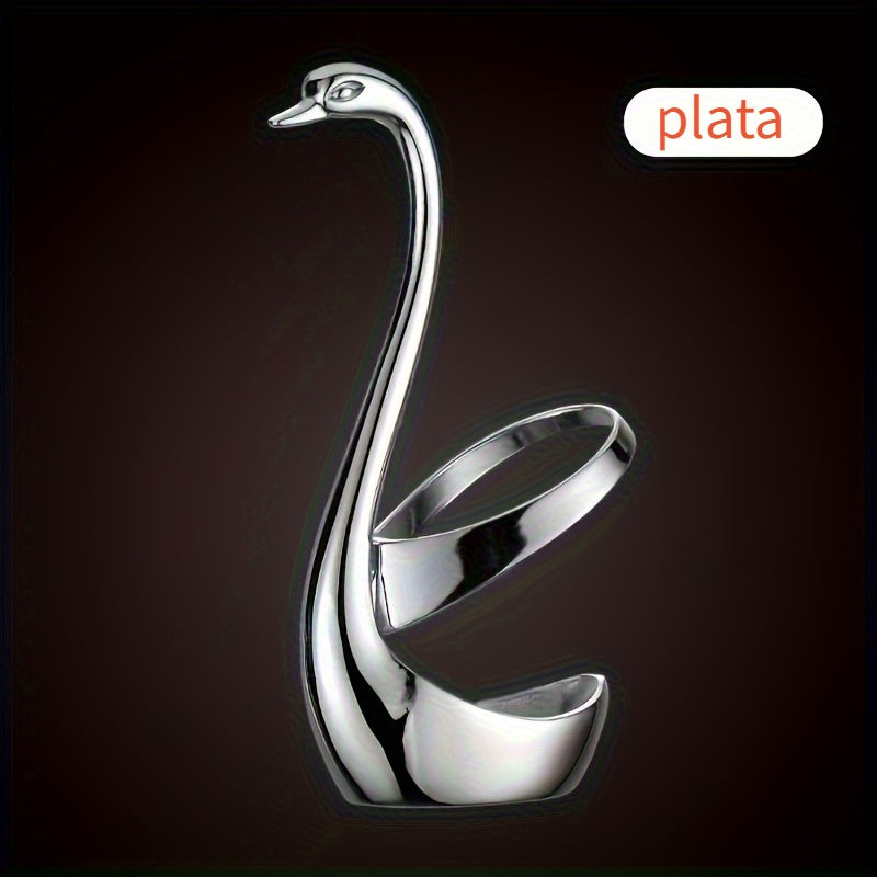 Soporte para cubiertos en forma de cisne elegante de acero inoxidable 304, 1 pieza - Diseño elegante, no incluye tenedor ni cuchara, ideal para decoración del hogar, mesa de café, hotel y fiestas