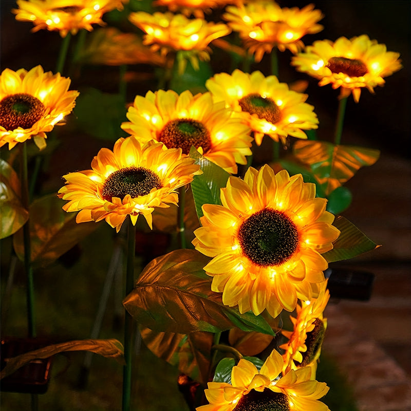 Luzes solares de girasol de 3 cabezas flashlingStar, de plástico, alimentadas por energía solar LED, con control remoto, control de interruptor, batería de níquel de 600mAh, módulo fotovoltaico extraíble, para patio, jardín, césped, césped, decoraciones