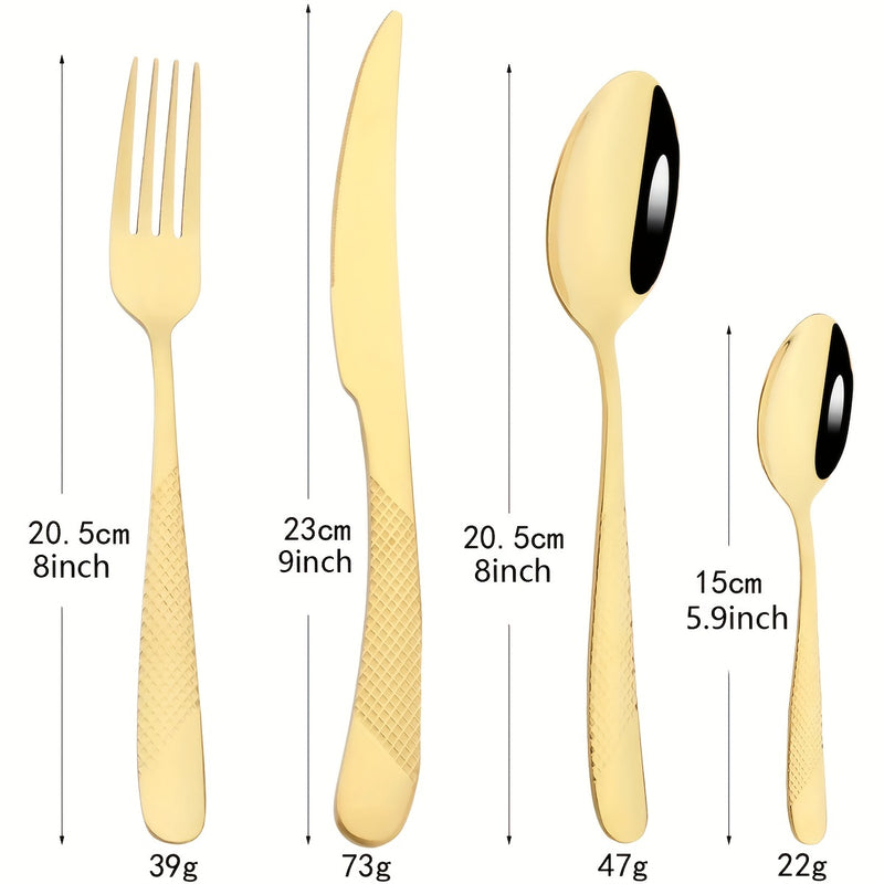 1 Juego De 16 Piezas, Vajilla De Acero Inoxidable, Cubiertos Con Espejo, Juego De Cubiertos Con Tenedor, Cuchara Y Cuchillo, Juego De Vajilla Para El Hogar Y El Hotel, Artículos De Cocina, Artículos De Cocina, Suministros De Cocina