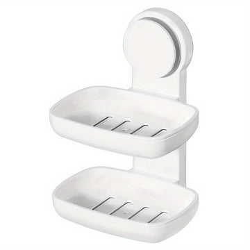 Soporte para Jabón con Ventosa Simple/Doble - Montaje Adhesivo Sin Taladro, Succión Potente, Diseño Ovalado de Plástico para Ducha, Baño y Fregadero - Organizador Removible de Esponjas y Jabones, Accesorio Moderno para Baño, Instalación sin Perforaciones
