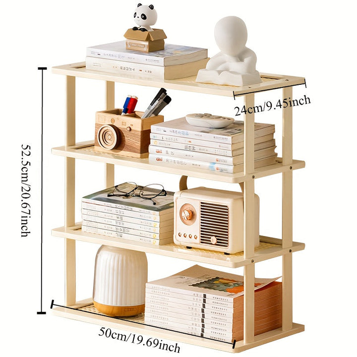 1pc Estante de Libros de Madera Moderno para Escritorio - Estante de Almacenamiento Montado en el Suelo para Sala de Estar y Estudio, Material de Madera Dura, No Requiere Electricidad, Montaje Fácil, Decoraciones para Estantes de Libros